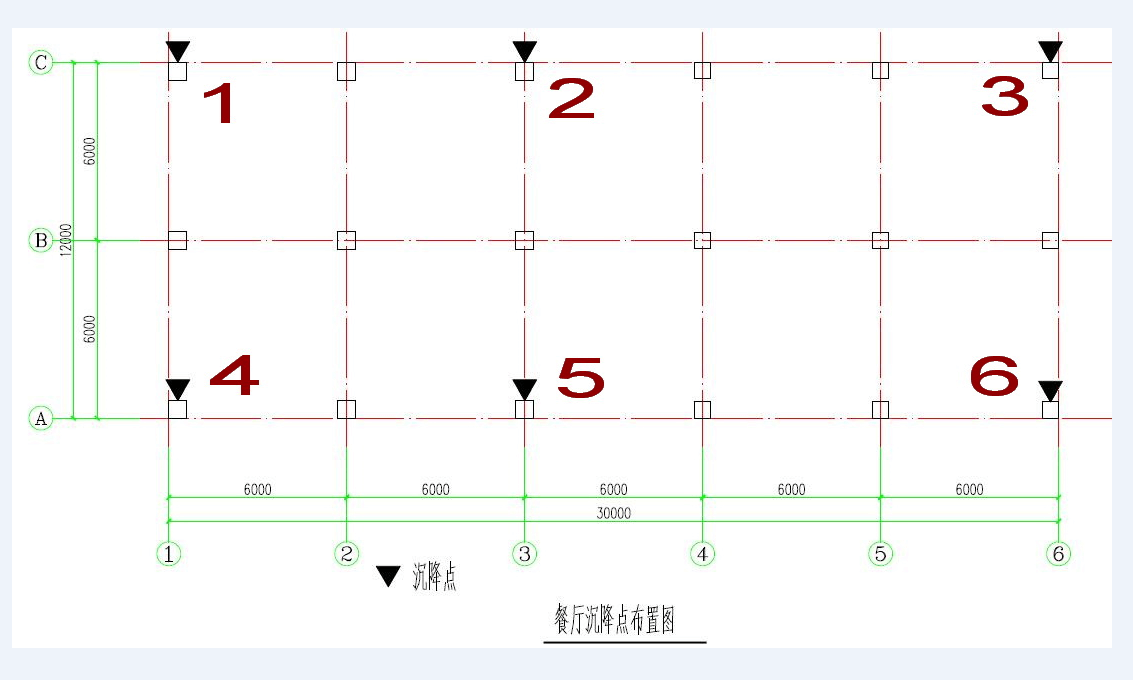 餐厅沉降观测点布设图