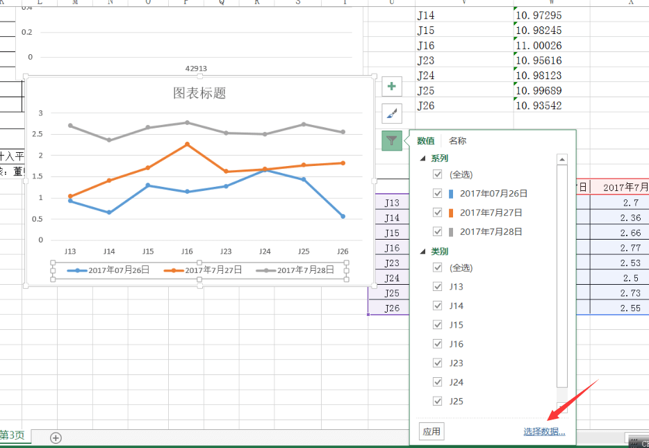 选择数据进行整理