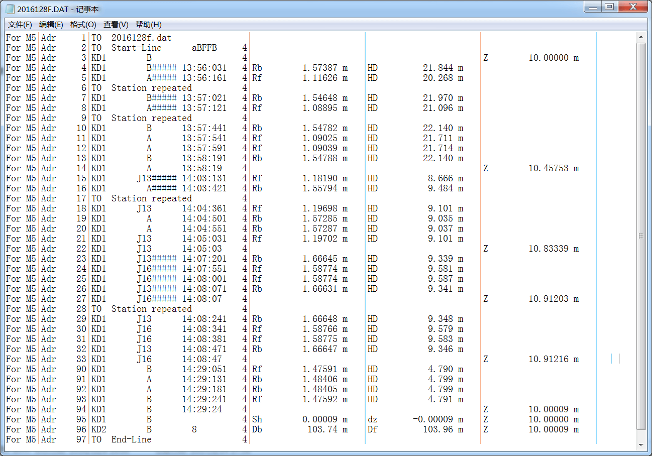 天宝测量数据