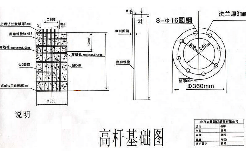 路灯基础结构图